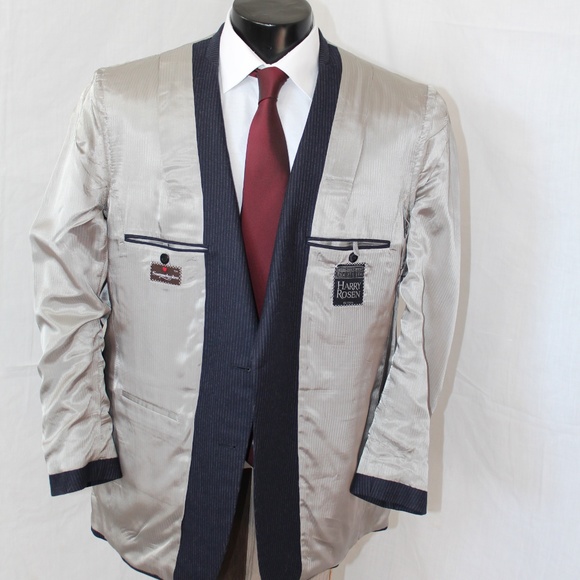 SAMUELSON men's 2 piece 100% wool navy suit 44R - Picture 8 of 8